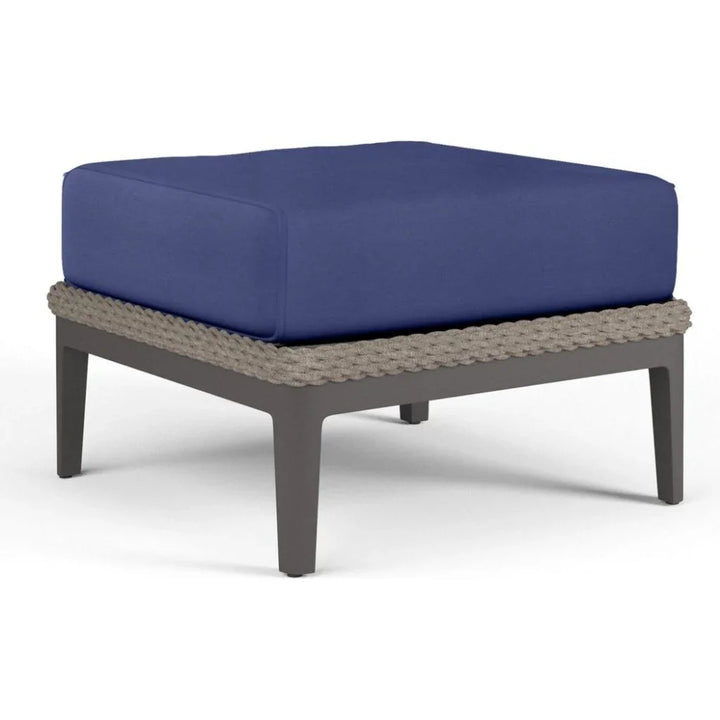 Marbella Sunbrella Outdoor Ottoman-Outdoor Ottomans-Sunset West-Echo Midnight-LOOMLAN