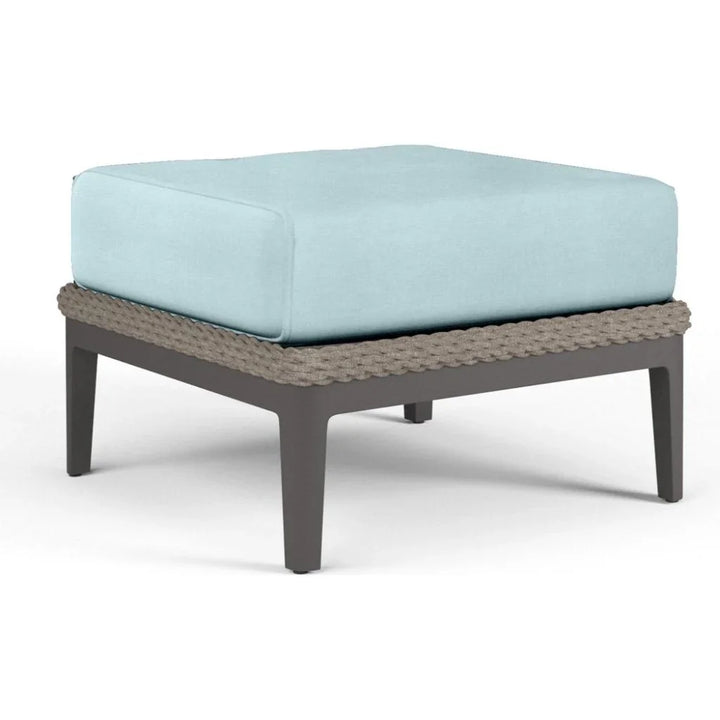 Marbella Sunbrella Outdoor Ottoman-Outdoor Ottomans-Sunset West-Dupione Celeste-LOOMLAN