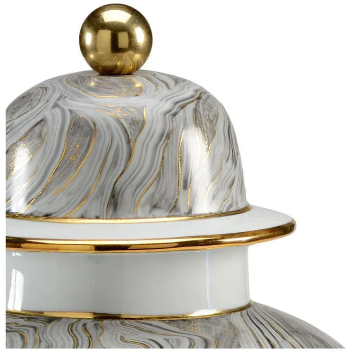 Marbled Grey Porcelain Urn - LOOMLAN - Chelsea House - Vases & Jars