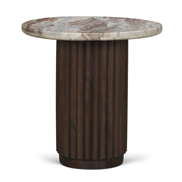 Marbrello Pink Marble Top Round Side Table