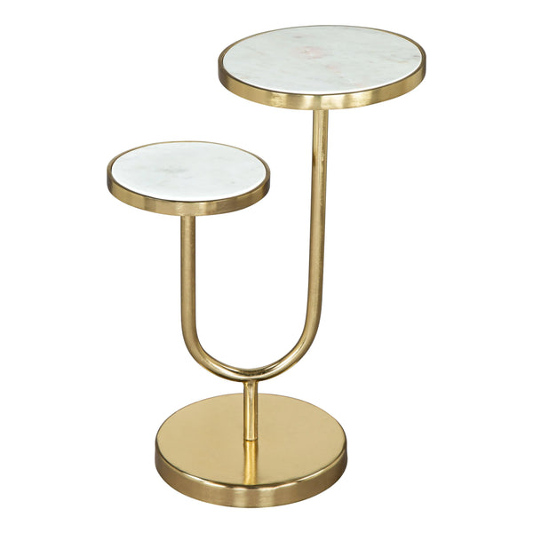 Marc Side Table White & Gold Side Tables LOOMLAN By Zuo Modern