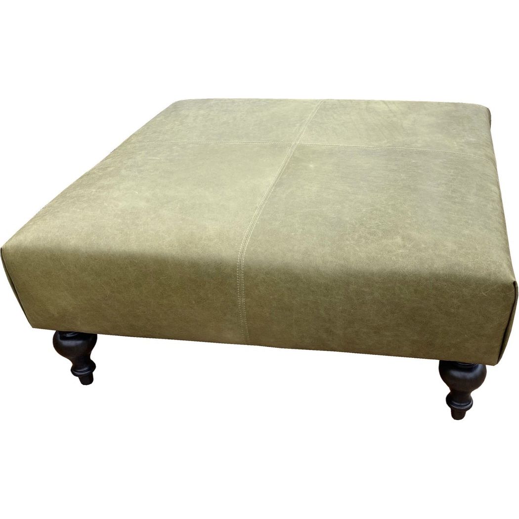 Marcoux Leather In Kudos Seagrass Ottoman