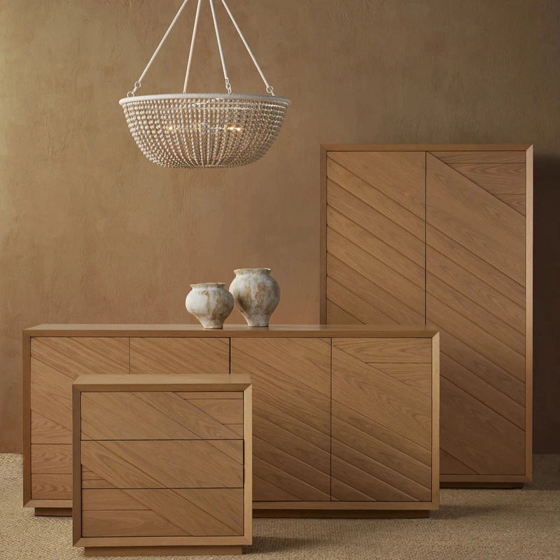 Margot Oak Velvet-Lined Drawers Credenza