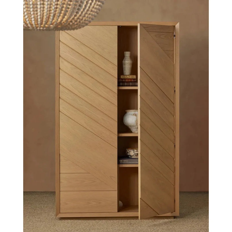 Margot Natural Oak Velvet-Lined Drawers Cabinet