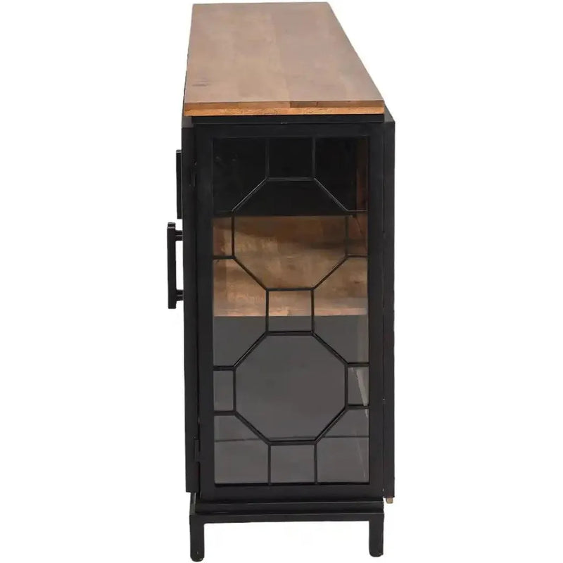 Mariani 4 Door Cabinet With Wooden Shelf-Accent Cabinets-LOOMLAN-LOOMLAN