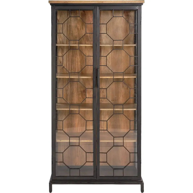 Mariani Tall Cabinet With Wooden Shelf-Accent Cabinets-LOOMLAN-LOOMLAN