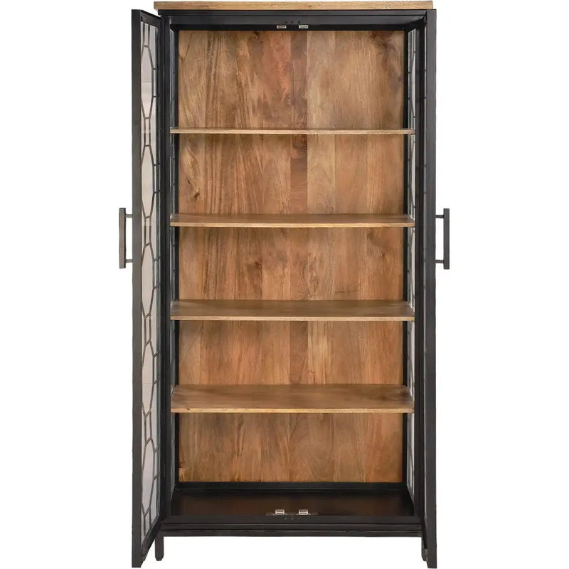 Mariani Tall Cabinet With Wooden Shelf-Accent Cabinets-LOOMLAN-LOOMLAN