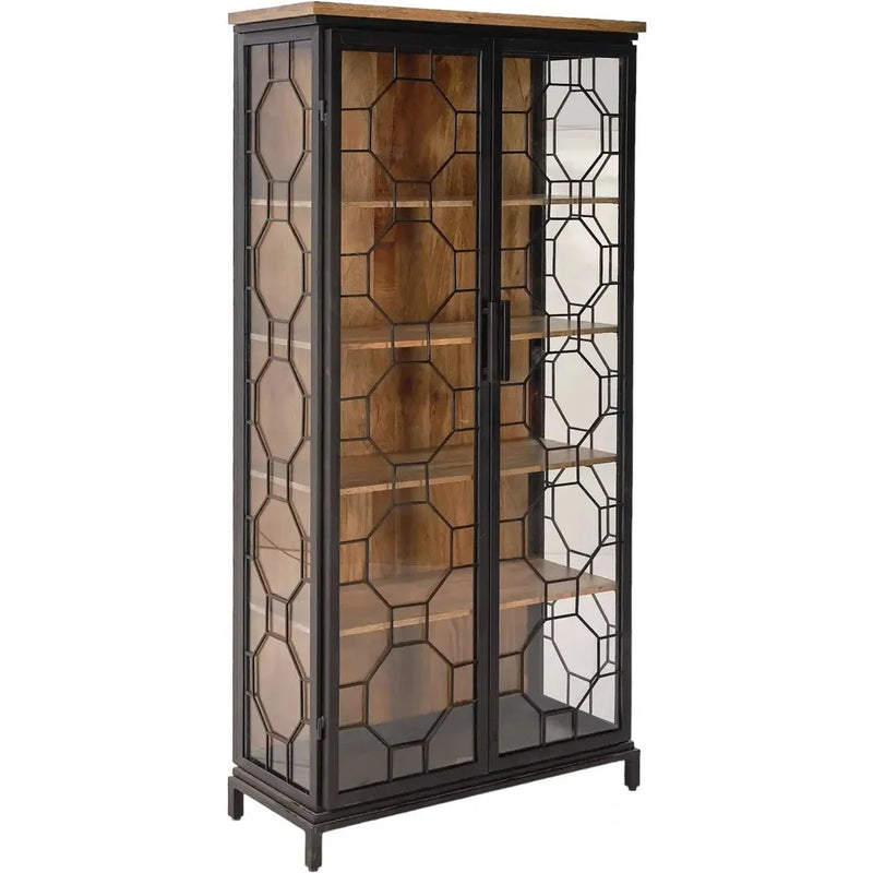 Mariani Tall Cabinet With Wooden Shelf-Accent Cabinets-LOOMLAN-LOOMLAN