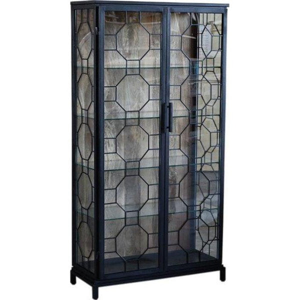 Mariani Tall Glass Doors Black Bookcase-Bookcases-LOOMLAN-LOOMLAN