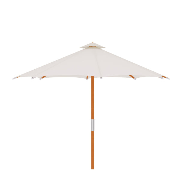 Market 118-inch Diameter Teak Outdoor Umbrella in White-Umbrella-HiTeak-LOOMLAN