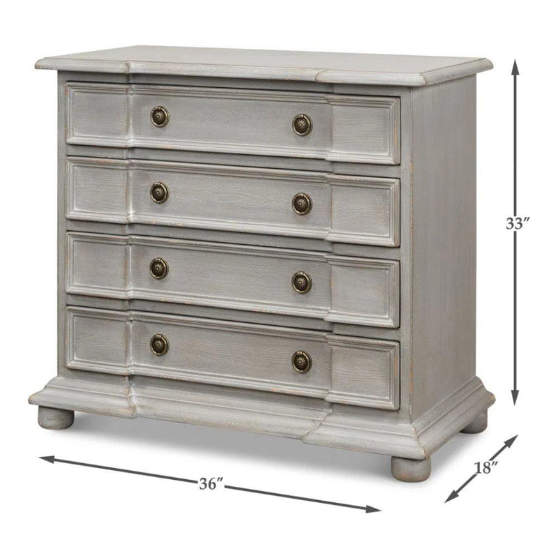 Markey Commode 4 Drawers Chest Grey