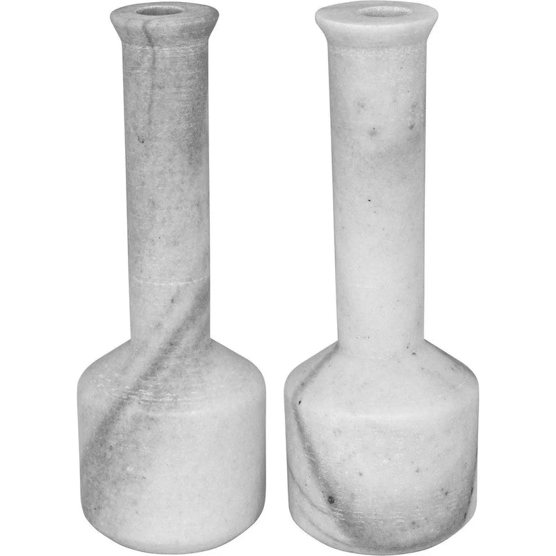 Markos Decorative Marble White Candle Holder 2PC