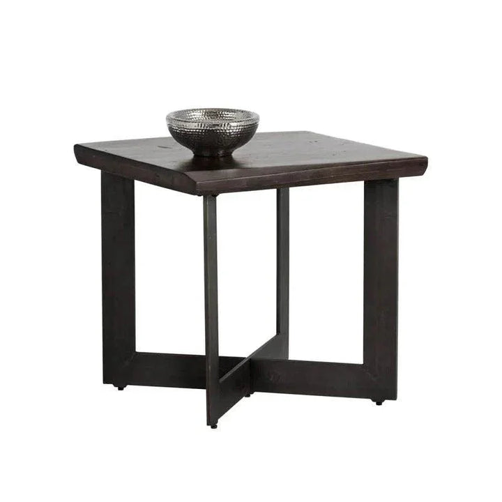 Marley Side Table Solid Wood Top & Iron Base - LOOMLAN - SUNPAN - Side Tables