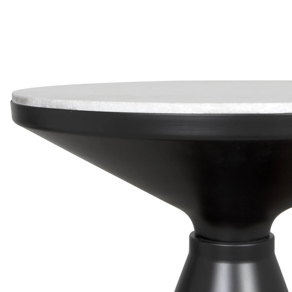 Marley Steel and Marble Round Side Table-Side Tables-Noir-LOOMLAN