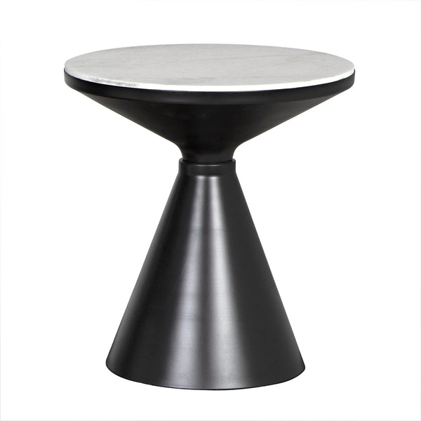 Marley Steel and Marble Round Side Table-Side Tables-Noir-LOOMLAN