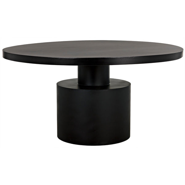Marlow Black Steel Round Dining Table-Dining Tables-Noir-LOOMLAN
