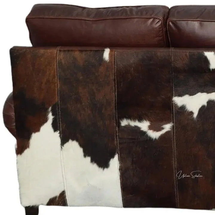 Marshal Leather & Hair On Hide Sofa Whiskey Brown - LOOMLAN - Uptown Sebastian - Sofas & Loveseats