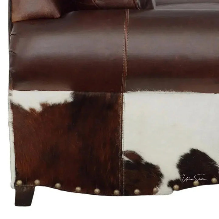 Marshal Leather & Hair On Hide Sofa Whiskey Brown - LOOMLAN - Uptown Sebastian - Sofas & Loveseats