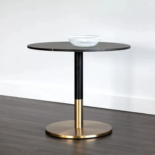 Massie Black Marble Top Round Bistro Table-Dining Tables-SUNPAN-LOOMLAN