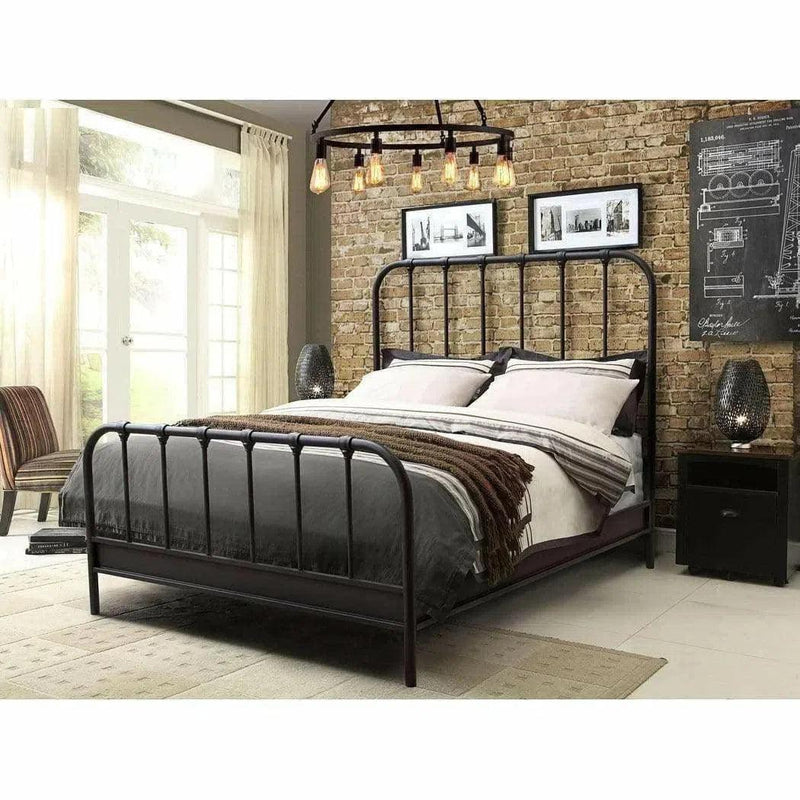 Mateo Rust Brown Powder Coat Metal Bed Frame-Beds-Diamond Sofa-LOOMLAN