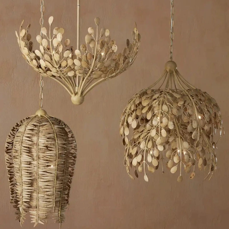 Maypan 4-Light Coco Shell Chandelier-Chandeliers-Currey & Co-LOOMLAN