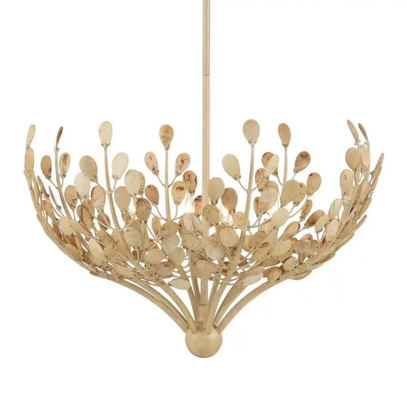 Maypan 4-Light Coco Shell Chandelier-Chandeliers-Currey & Co-LOOMLAN