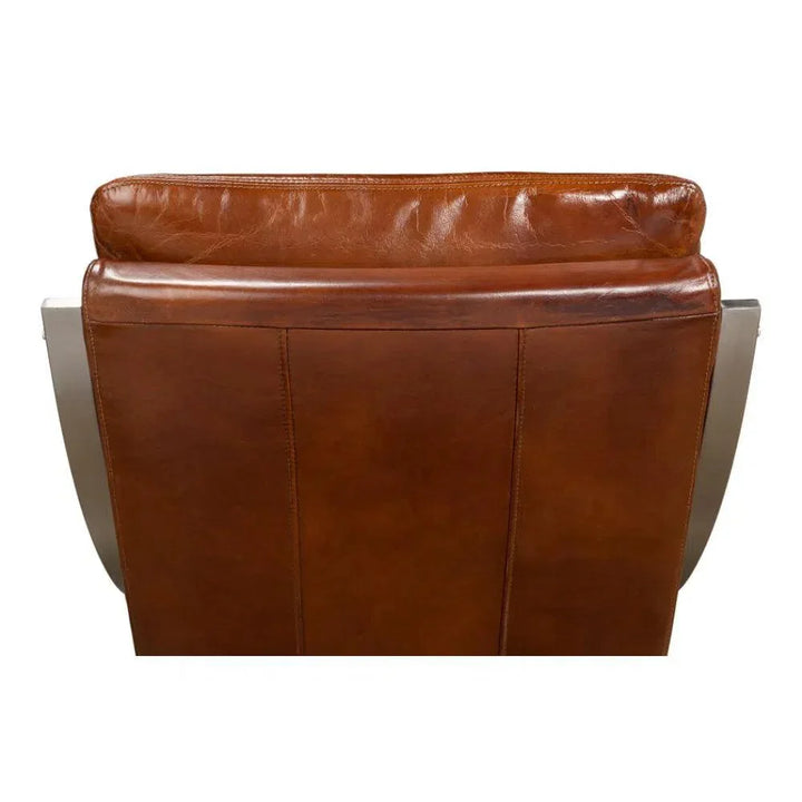 Mc Queen Slipper Chair Brown Leather - LOOMLAN - Sarreid - Accent Chairs