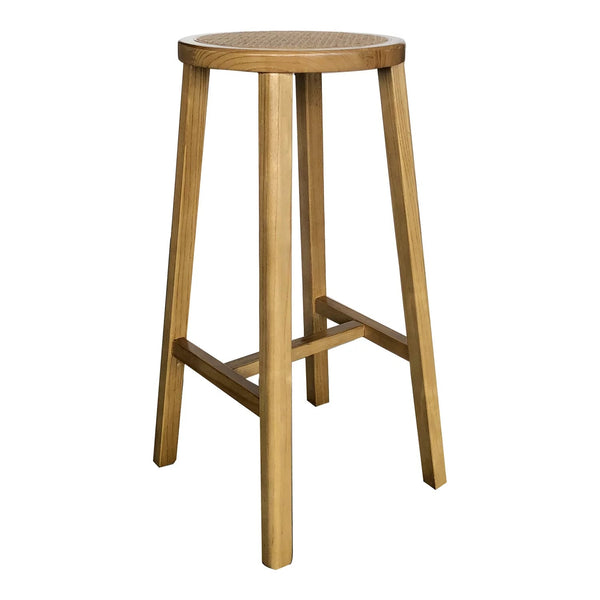 McGuire Mid-Century Modern Natural Wood Backless Counter Stool-Counter Stools-Moe's Home-LOOMLAN
