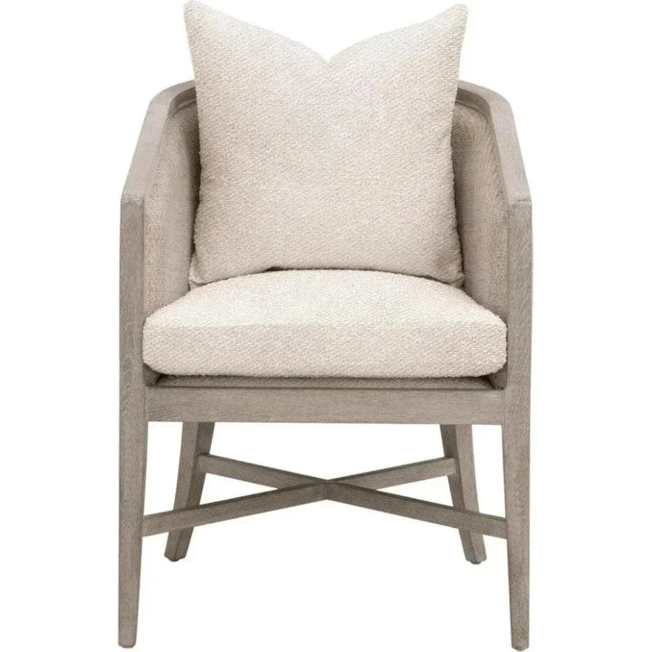 Solid Oak Rattan Accent Chair with Cushion | LOOMLAN