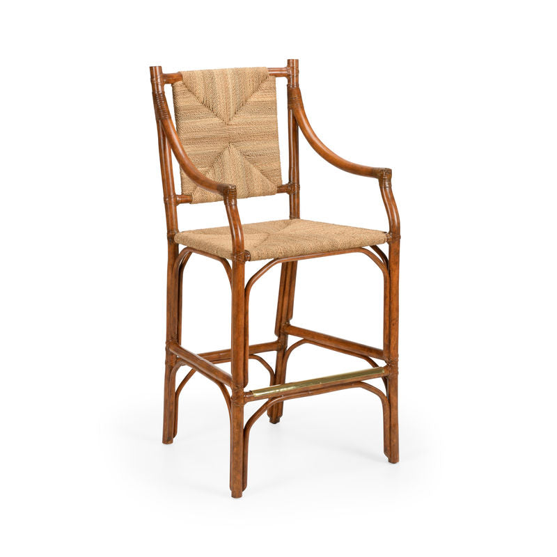 Mecklenburg Rattan Frame Bar Stool-Bar Stools-Chelsea House-Brown-LOOMLAN