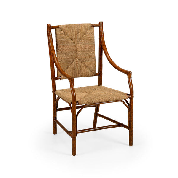 Mecklenburg Rattan Frame Brown Chair-Club Chairs-Chelsea House-LOOMLAN