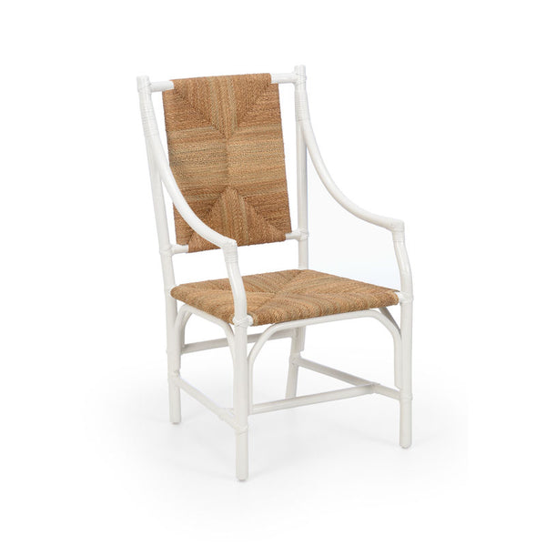 Mecklenburg White Rattan Frame Armless Chair-Dining Chairs-Chelsea House-LOOMLAN