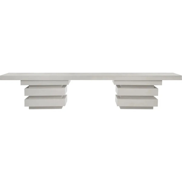 Meditation Rectangle Bench - White Outdoor Bench