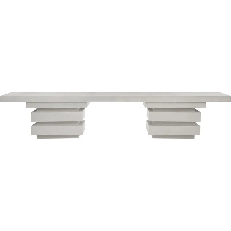 Meditation Rectangle Bench - White Outdoor Bench