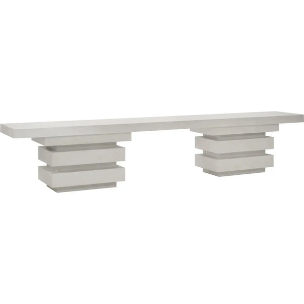 Meditation Rectangle Bench - White Outdoor Bench