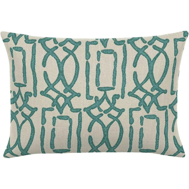Meditation Turquoise Handmade Outdoor Pillow-Outdoor Pillows-Earnest Collection-20"x13" Lumbar-LOOMLAN