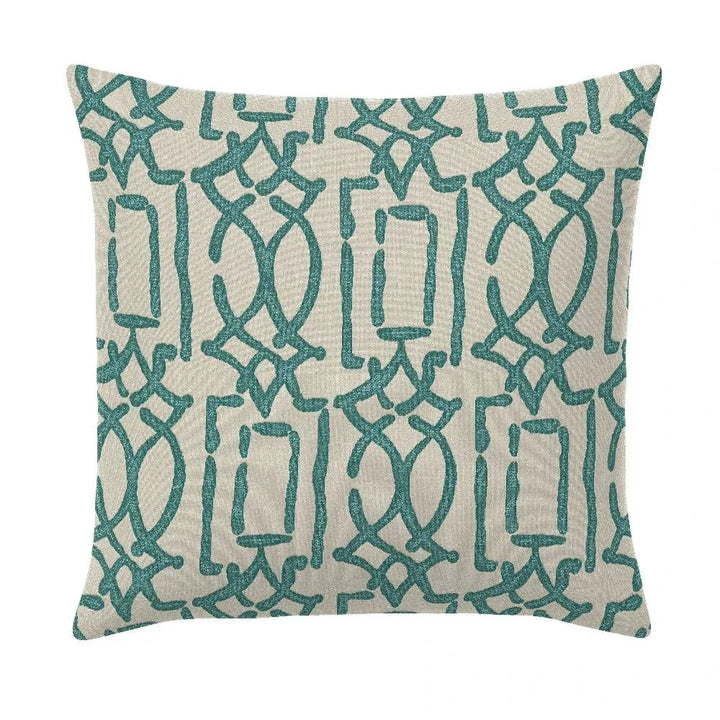 Meditation Turquoise Handmade Outdoor Pillow-Outdoor Pillows-Earnest Collection-20" Square-LOOMLAN