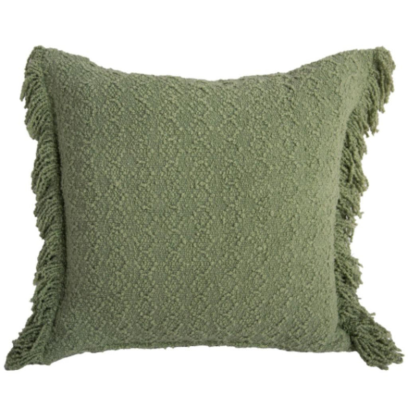 Medow Boho Throw Pillow With Down Insert-Throw Pillows-LOOMLAN-Dusty Green-LOOMLAN