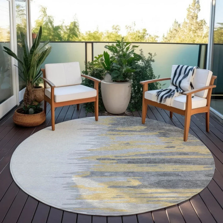 Meleya Gray Washable Indoor-Outdoor Rug-Outdoor Rugs-LOOMLAN Rugs-LOOMLAN