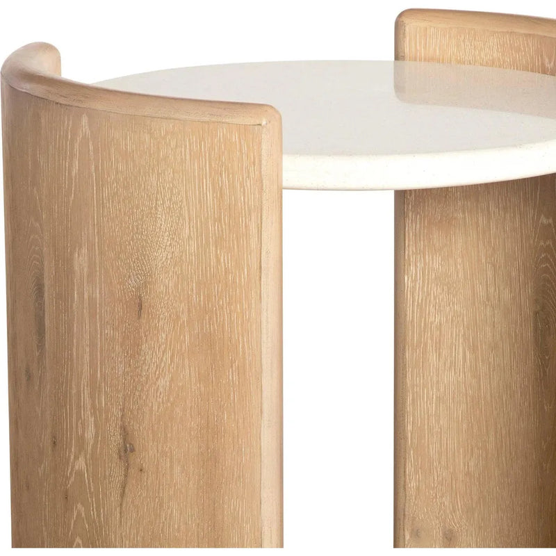 Melia Round End Table with Quartz Top