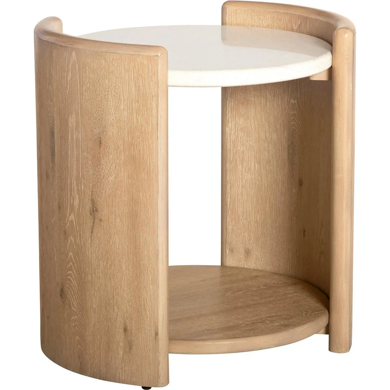 Melia Round End Table with Quartz Top