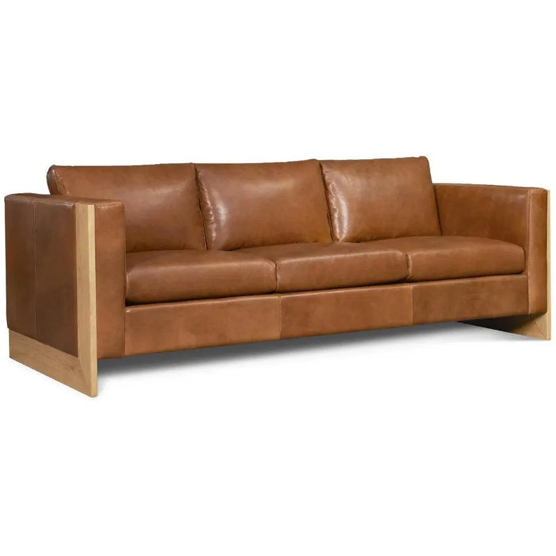 Mendenhall Premium Leather Sofa with Wood