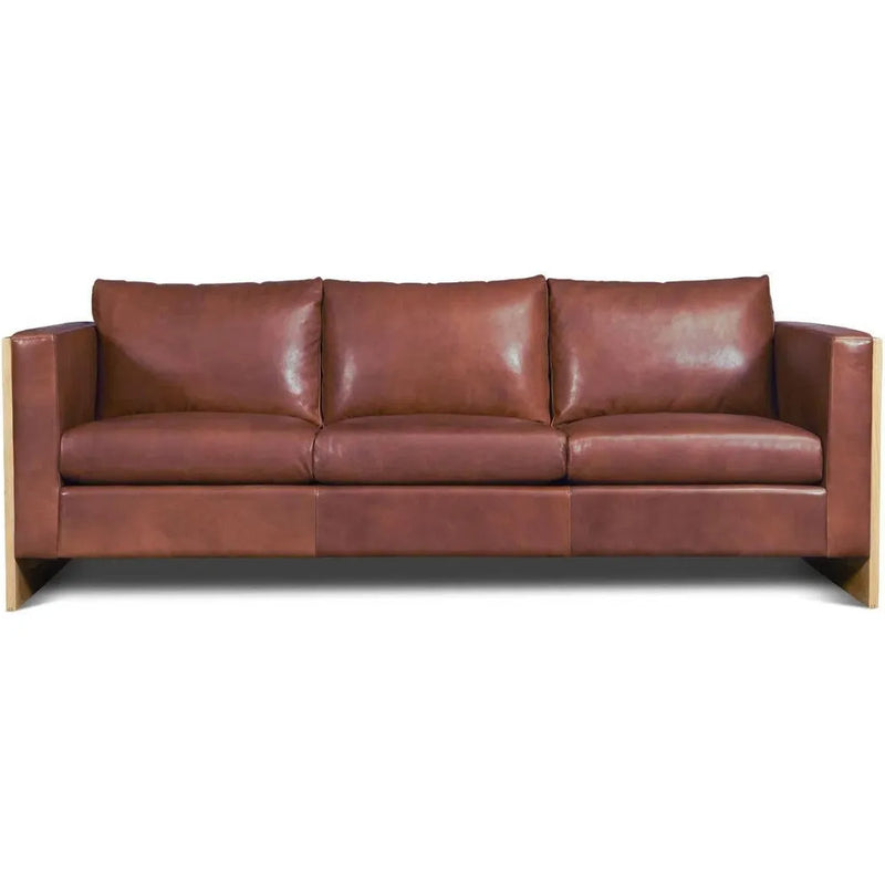 Mendenhall Premium Leather Sofa with Wood