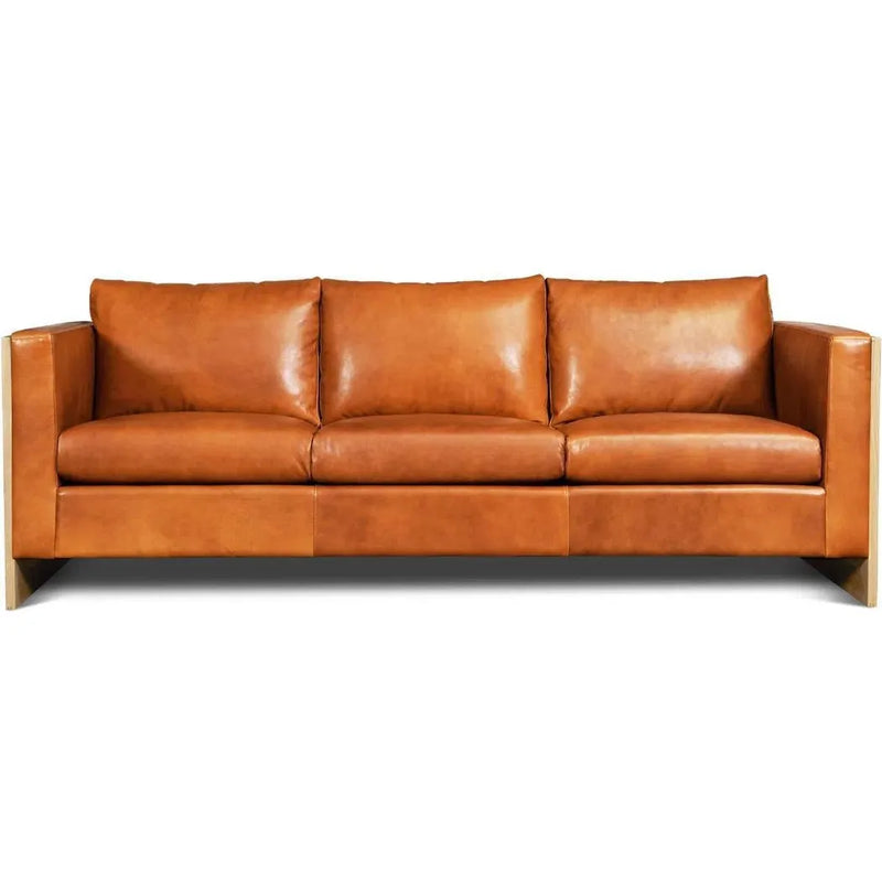 Mendenhall Premium Leather Sofa with Wood