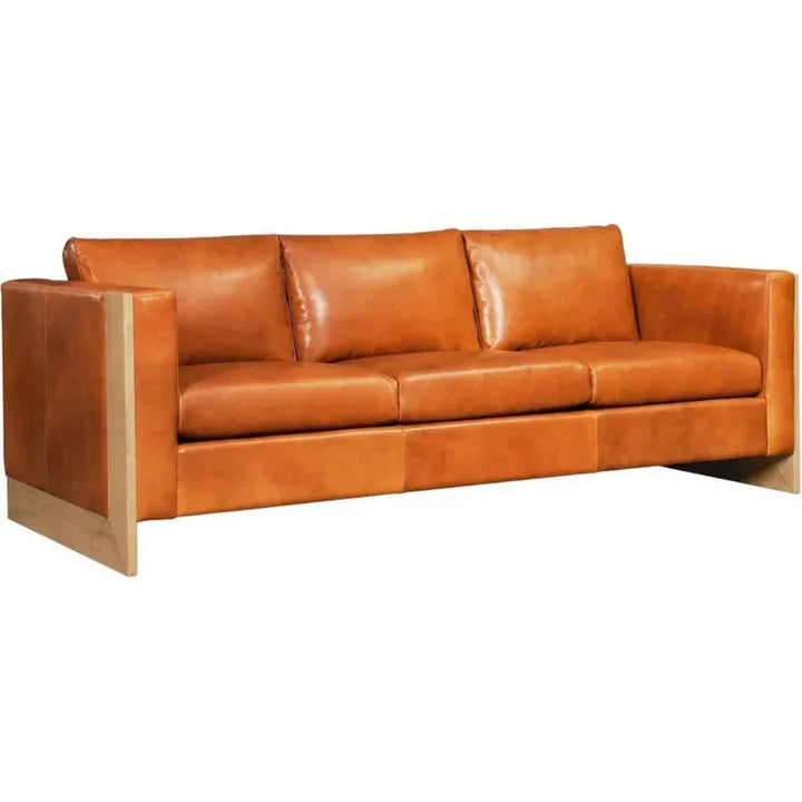 Mendenhall Premium Leather Sofa with Wood - LOOMLAN - One For Victory - Sofas & Loveseats