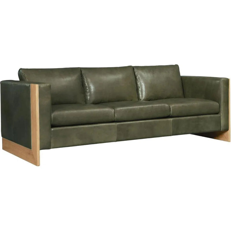 Mendenhall Premium Leather Sofa with Wood