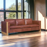 Mendenhall Premium Leather Sofa with Wood