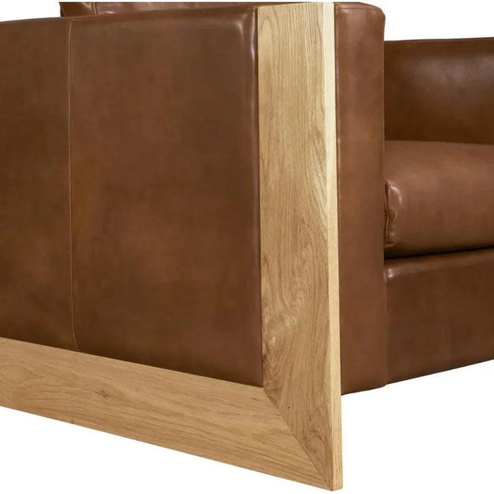 Mendenhall Premium Leather Sofa with Wood - LOOMLAN - One For Victory - Sofas & Loveseats