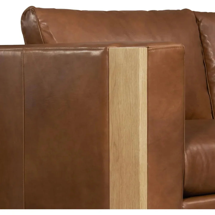 Mendenhall Premium Leather Sofa with Wood - LOOMLAN - One For Victory - Sofas & Loveseats
