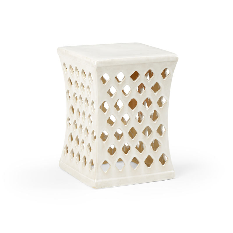 Merideth White Glaze Ceramic Outdoor Garden Stool